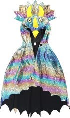 Nikcorp Dječji kostim dinosaur pelerina s kapuljačom za maškare, Halloween i rođendan, sjajni 3D efekt, veličina M/L (120-130 cm)