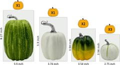 Nikcorp Umjetne Ukrasne Bundeve Set 7 kom, Pjenaste Dekoracije za Jesen i Halloween, za Stol i Interijer, Cijan i Bijela Boja