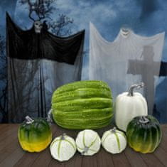 Nikcorp Umjetne Ukrasne Bundeve Set 7 kom, Pjenaste Dekoracije za Jesen i Halloween, za Stol i Interijer, Cijan i Bijela Boja