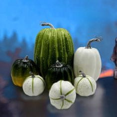 Nikcorp Umjetne Ukrasne Bundeve Set 7 kom, Pjenaste Dekoracije za Jesen i Halloween, za Stol i Interijer, Cijan i Bijela Boja