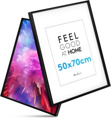 Nikcorp Set 2x drveni okvir za slike i postere, elegantna zidna dekoracija, s pleksiglasom, HDF ploča, crni mat, 50x70 cm