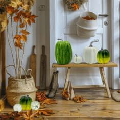 Nikcorp Umjetne Ukrasne Bundeve Set 7 kom, Pjenaste Dekoracije za Jesen i Halloween, za Stol i Interijer, Cijan i Bijela Boja