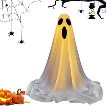 Nikcorp Viseći duh za Halloween sa svjetlećim lampicama, podesiva teleskopska šipka za vrata, vrt i zabave, 85 cm, višebojni