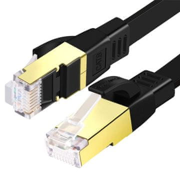 Nikcorp Mrežni kabel Cat 8, 15m, plosnati Ethernet kabel za ultra brzi internet do 40 Gb/s, RJ45 konektor za TV, router, PC