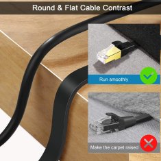 Nikcorp Mrežni kabel Cat 8, 15m, plosnati Ethernet kabel za ultra brzi internet do 40 Gb/s, RJ45 konektor za TV, router, PC