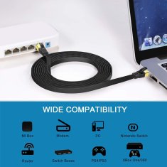Nikcorp Mrežni kabel Cat 8, 15m, plosnati Ethernet kabel za ultra brzi internet do 40 Gb/s, RJ45 konektor za TV, router, PC