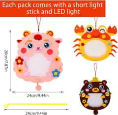 Nikcorp Set lampiona za djecu DIY, 3 komada, kreativni set za izradu životinja s LED svjetlom, filc, 24x20 cm
