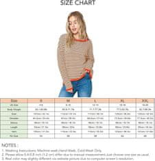 Nikcorp Ženski pleteni pulover od mekanog pamuka za jesen i zimu, udoban ležerni kroj s prugama i okruglim izrezom, smeđi XL