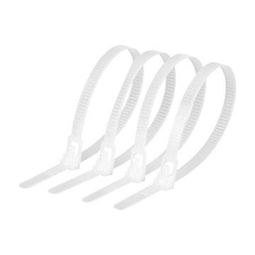 Nikcorp Vezice za kablove izdržljive 100 kom, set za organizaciju i pričvršćivanje, samoblokirajuće, bijele 200 x 4,8 mm