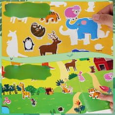 Nikcorp Knjiga s naljepnicama za djecu 3 kom, edukativna igračka za razvoj kreativnosti, višekratne naljepnice dinosauri, vozila, životinje