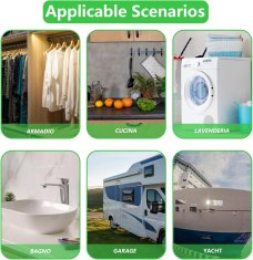 Nikcorp Viseći sakupljač vlage protiv plijesni, set 8x100g, vrećice za ormar, kupaonicu, auto, s kukicom i spremnikom za vodu