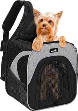 Nikcorp Ruksak za nošenje kućnih ljubimaca, prozračan i sklopiv, za mačke i male pse do 3,5 kg, s mrežastim prozorom, sivi