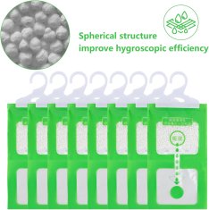 Nikcorp Viseći sakupljač vlage protiv plijesni, set 8x100g, vrećice za ormar, kupaonicu, auto, s kukicom i spremnikom za vodu