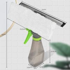 Nikcorp Čistač prozora 3u1 s raspršivačem i brisačem, set za pranje stakla, tuš kabina i ogledala, krpa od mikrofibre