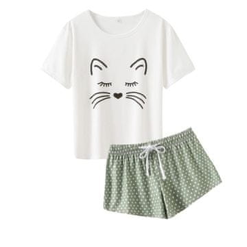Nikcorp Ženska pidžama dvodijelna, udobna za ljeto, zelena majica kratkih rukava i kratke hlače s printom pande, veličina 42