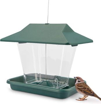 Nikcorp Hranilica za ptice, viseća kućica za cjelogodišnje hranjenje, otporna na vremenske uvjete, kapacitet 1 kg, siva