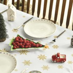 Nikcorp Božićni stolnjak za blagovaonski stol, mekan i izdržljiv, s uzorkom jelki i pahuljica, štiti od mrlja, bijeli 100x140 cm