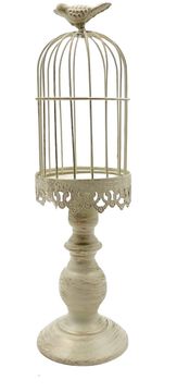 Nikcorp Dekorativni svijećnjak kavez za ptice, vintage stil za vjenčanje, metalni, za ugodnu atmosferu i aromaterapiju, bijeli, 30 cm