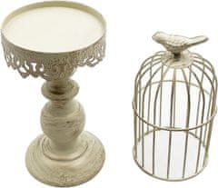 Nikcorp Dekorativni svijećnjak kavez za ptice, vintage stil za vjenčanje, metalni, za ugodnu atmosferu i aromaterapiju, bijeli, 30 cm