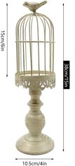 Nikcorp Dekorativni svijećnjak kavez za ptice, vintage stil za vjenčanje, metalni, za ugodnu atmosferu i aromaterapiju, bijeli, 30 cm