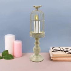 Nikcorp Dekorativni svijećnjak kavez za ptice, vintage stil za vjenčanje, metalni, za ugodnu atmosferu i aromaterapiju, bijeli, 30 cm