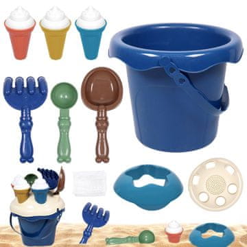 Nikcorp Set igračaka za pijesak za djecu za kreativnu igru, kantica, lopatice i kalupi za sladoled, za plažu i vrt, višebojni