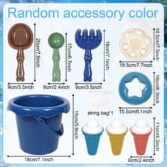 Nikcorp Set igračaka za pijesak za djecu za kreativnu igru, kantica, lopatice i kalupi za sladoled, za plažu i vrt, višebojni