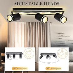 Nikcorp LED stropna reflektorska svjetiljka GU10 7W+6W, rotirajuća 350°, podesiva, za dnevni boravak, kuhinju, spavaću sobu, topla bijela 3000K