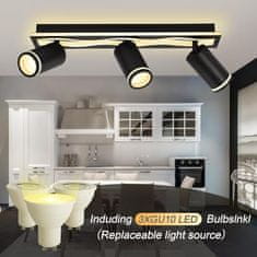 Nikcorp LED stropna reflektorska svjetiljka GU10 7W+6W, rotirajuća 350°, podesiva, za dnevni boravak, kuhinju, spavaću sobu, topla bijela 3000K