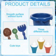 Nikcorp Set igračaka za pijesak za djecu za kreativnu igru, kantica, lopatice i kalupi za sladoled, za plažu i vrt, višebojni