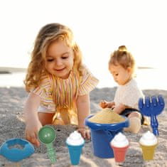 Nikcorp Set igračaka za pijesak za djecu za kreativnu igru, kantica, lopatice i kalupi za sladoled, za plažu i vrt, višebojni