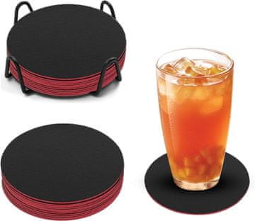 Nikcorp Podmetači za čaše od filca 21 kom, dvostrani protuklizni podlošci sa stalkom, štite stol od topline i ogrebotina, crni