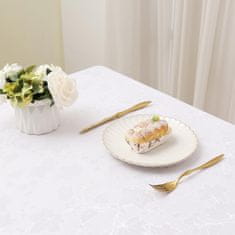 Nikcorp Okrugli stolnjak 140 cm, vodootporan i periv, elegantni žakard uzorak s cvjetnim motivom, otporan na mrlje, bijeli