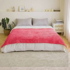 Nikcorp Mekana deka janjeća vuna, dvostrana i topla, prugasti uzorak za kauč i krevet, periva u perilici, roza 125x150 cm