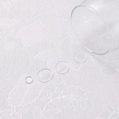 Nikcorp Okrugli stolnjak 140 cm, vodootporan i periv, elegantni žakard uzorak s cvjetnim motivom, otporan na mrlje, bijeli