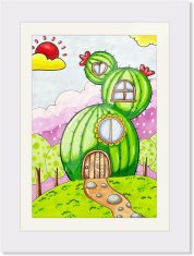 Nikcorp Okvir za dječje crteže i slike A4, drveni, s prednjim otvaranjem i pohranom, zidni ili stolni, bijeli 24x32.8 cm