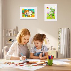 Nikcorp Okvir za dječje crteže i slike A4, drveni, s prednjim otvaranjem i pohranom, zidni ili stolni, bijeli 24x32.8 cm