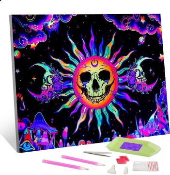 Nikcorp 5D Diamond Painting set za slikanje dijamantima, motiv lubanje, DIY kreativni hobi za opuštanje i dekoraciju, 30x40 cm