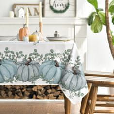 Nikcorp Kvadratni stolnjak za zaštitu stola od ogrebotina i mrlja, periv u perilici, karirani uzorak s plavim bundevama, 84x84 cm