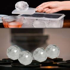 Nikcorp Silikonski kalup za led kugle za viski i koktele, 4 velike dijamantne kugle promjera 5 cm, BPA free, zeleni