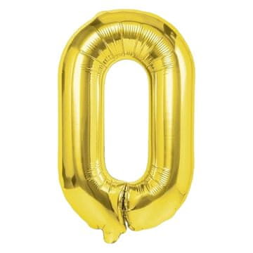 Nikcorp Folijski balon broj 0 za rođendan i godišnjicu, elegantna dekoracija za proslave, punjenje helijem ili zrakom, zlatni, 80 cm