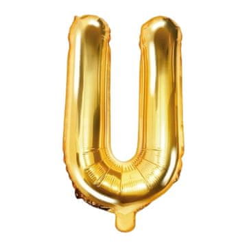 Nikcorp Folijski balon slovo U za rođendan i godišnjicu, elegantna dekoracija za proslave, punjenje zrakom ili helijem, zlatni 40 cm