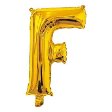 Nikcorp Folijski balon slovo F za rođendan i godišnjicu, elegantna dekoracija za zabave, punjenje zrakom ili helijem, zlatni 40 cm