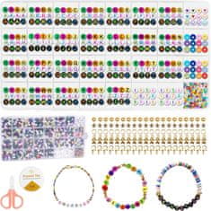 Nikcorp Set za izradu nakita i narukvica, 3440 komada perlica sa slovima, brojevima i srcima, DIY kreativni set s priborom