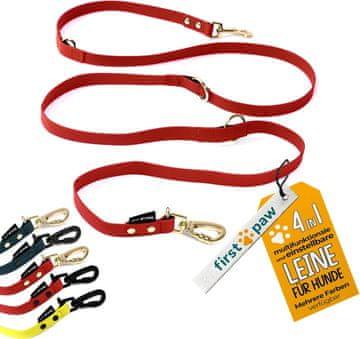 Nikcorp Povodac za pse, podesivi i podstavljeni, za trening i šetnju, 4 duljine, za dva psa, izdržljivi, 2 m, crveni