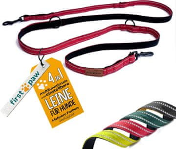 Nikcorp Povodac za pse, podesivi, podstavljeni, 2 m, za male, srednje i velike pse, višenamjenski za trening i trčanje, crveni