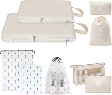 Nikcorp Set od 10 putnih organizatora za kofer, vodootporne torbe za pakiranje odjeće, obuće i kozmetike, višebojni