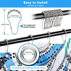 Nikcorp Zavjesa za tuširanje vodootporna, brzo sušeća s magnetnim utezima, poliesterska tkanina, 12 kukica, bijela 183x183 cm