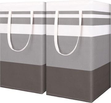 Nikcorp Set 2x sklopiva košara za rublje 75L, vodootporna s ručkama, za kupaonicu i spavaću sobu, siva