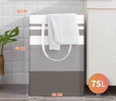 Nikcorp Set 2x sklopiva košara za rublje 75L, vodootporna s ručkama, za kupaonicu i spavaću sobu, siva